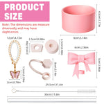 HASTHIP Stanley Cup Accessories 27PCS Kit with Straw Caps and Brush | Cute Bow and Sleeve Decor