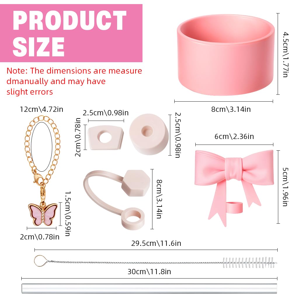 HASTHIP Stanley Cup Accessories Set with 9 Pcs Charms and Butterfly Handle | Straw Cap Kit