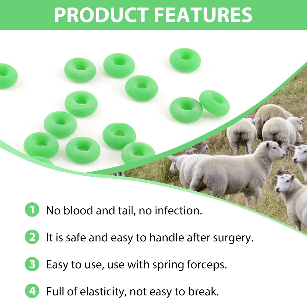 HASTHIP Lamb Tail Docking Rings 100 pcs 0.24 in Inner Diameter Rubber for Newborns | Bloodless Elastrator Application