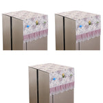 HASTHIP Refrigerator Cover with Floral Print and Lace Hem 27.6 x 67 in | Dust Proof 3PCS