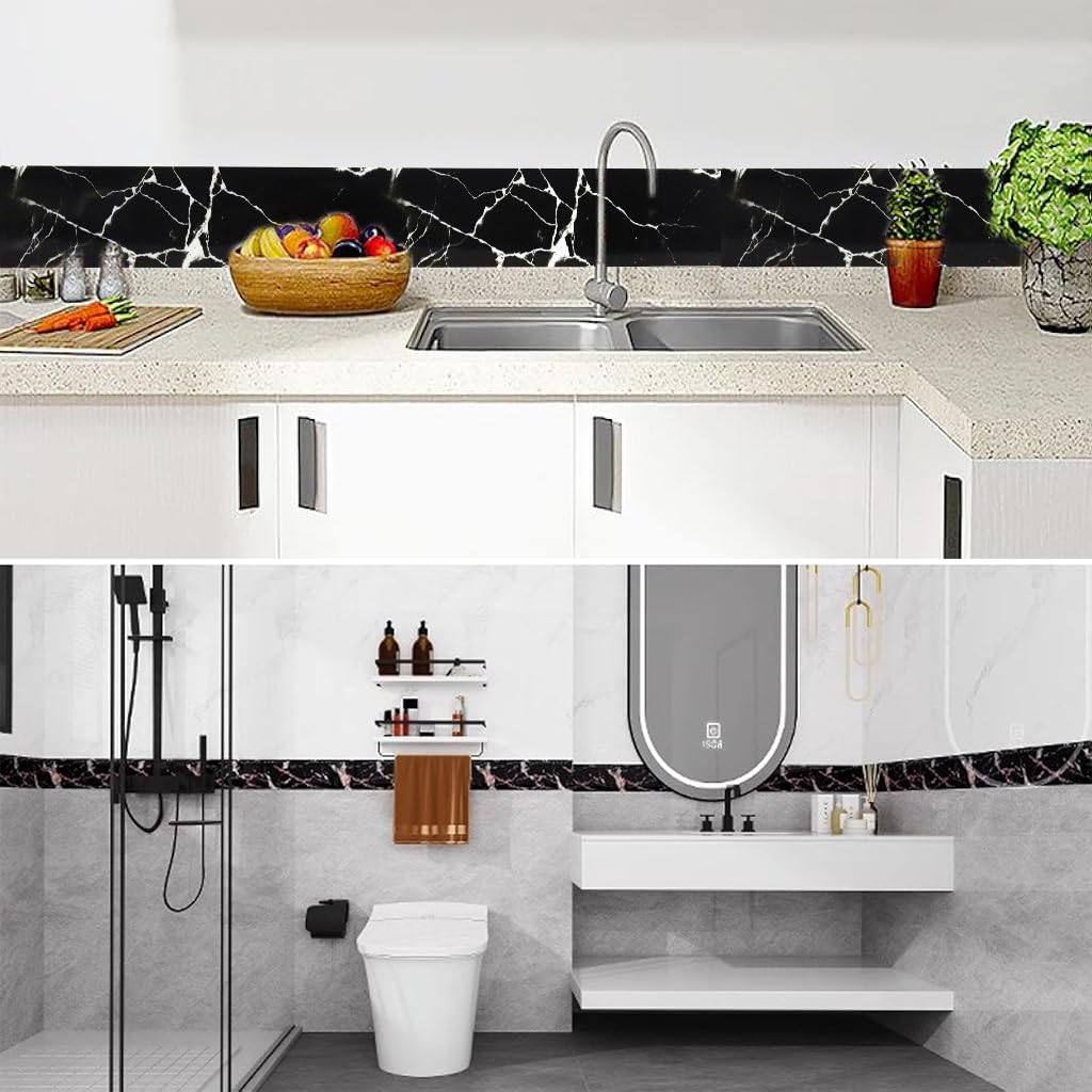 HASTHIP Wall Stickers for Home with Self Adhesive Peel and Stick Design 7.87 ft x 3.9 in Purple | PVC Wallpaper Border for Bedroom and Kitchen