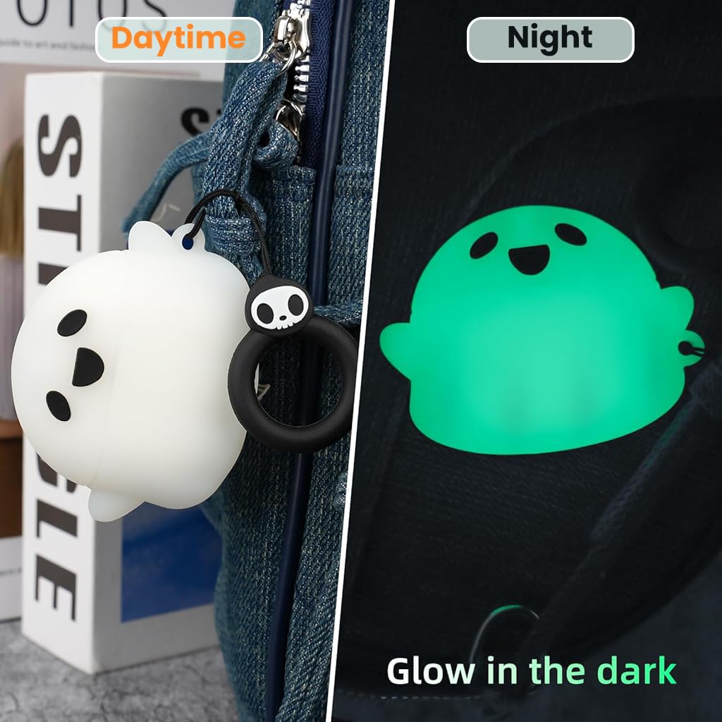 HASTHIP Case for AirPods 4, Glow-in-the-Dark Ghost Silicone Cover with Clip