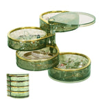 HASTHIP® 4-Tier Jewelry Organizer Case for Multi-Layer Jewelry Storage Box with Green Hammered Acrylic Design, Swivel Round 4-Tier Layout and Dustproof Lid for Earrings Rings Necklaces
