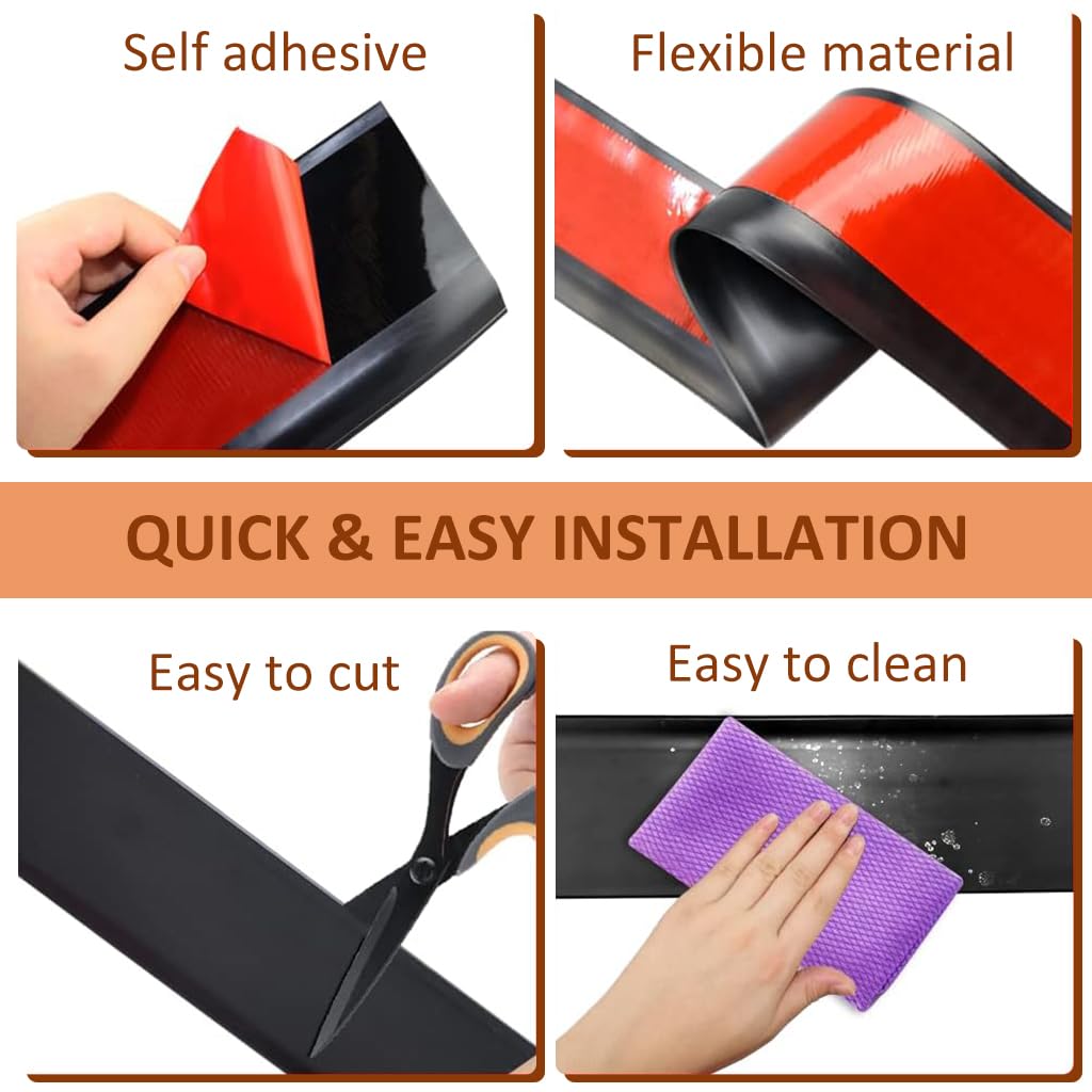 HASTHIP Wall Baseboard Molding Trim for Home Decor with Self Adhesive PVC Vinyl, 3.15×118.11 in Black