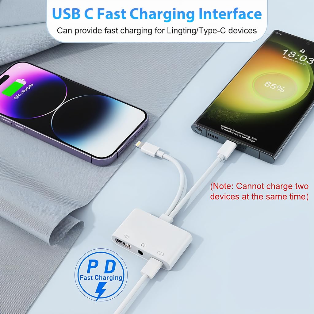 HASTHIP® USB C to USB Camera Adapter with Charging Port [MFi Certified]
