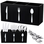 HASTHIP® Acrylic Cutlery Storage Organizer Bin Silverware Caddy Countertop Spoon and Fork Holder Kitchen 3 Section Tableware Storage Box for Cabinet Indoor Home Flatware Dining Room (Black,M)