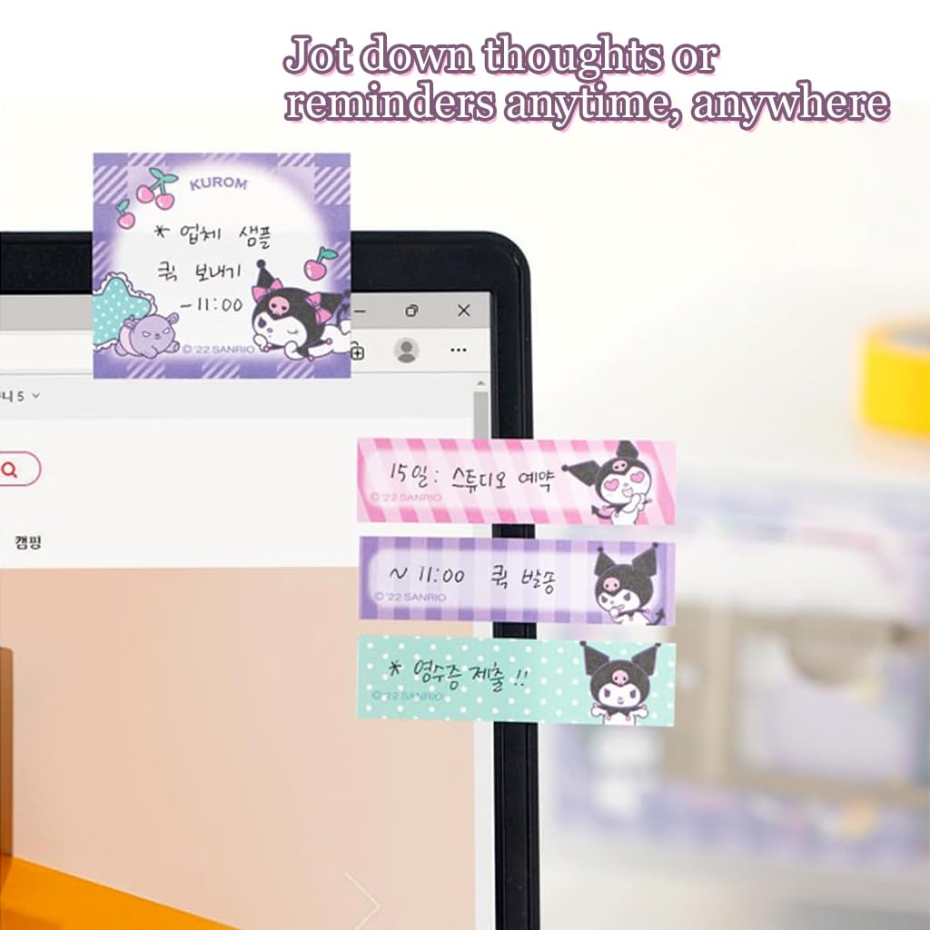 HASTHIP Kuromi Kawaii Sticky Notes for School and Office featuring 330 pcs and 11 styles