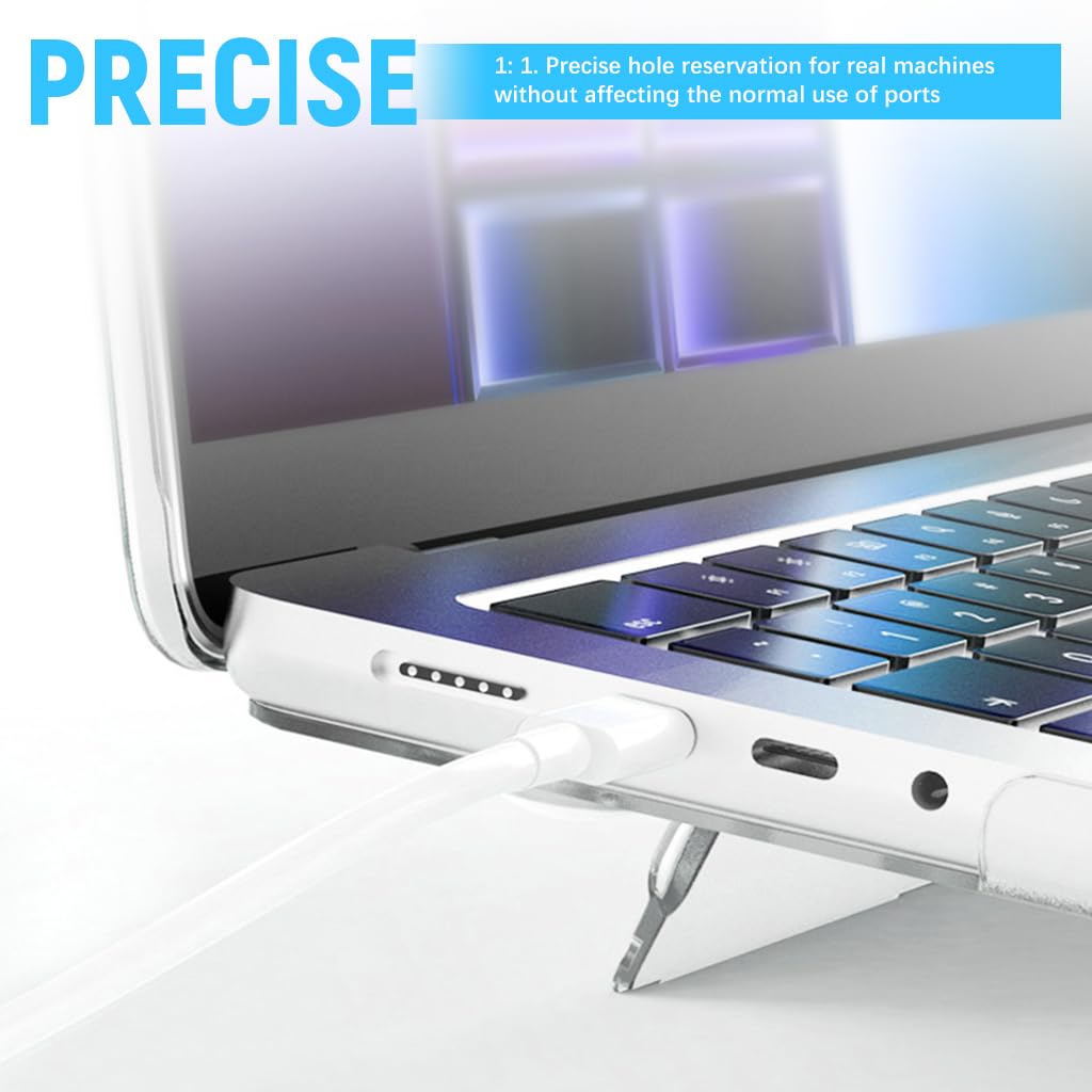 HASTHIP Laptop Case for MacBook Pro 14.2 inch with Folding Riser Stand and Transparent PC Design