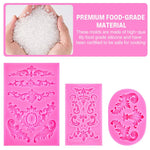 HASTHIP Fondant Silicone Molds Set of 3Pcs for Cake Decorating with Floral Lace Designs | Food Grade Reusable Baking Molds