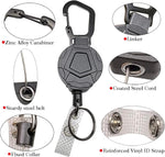HASTHIP® Portable Retractable Keychain with ID Badge Holder Clip Heavy Duty Carabiner 31 Inch Metal Reel Easy Access Outdoor Anti-Lost 2PCS
