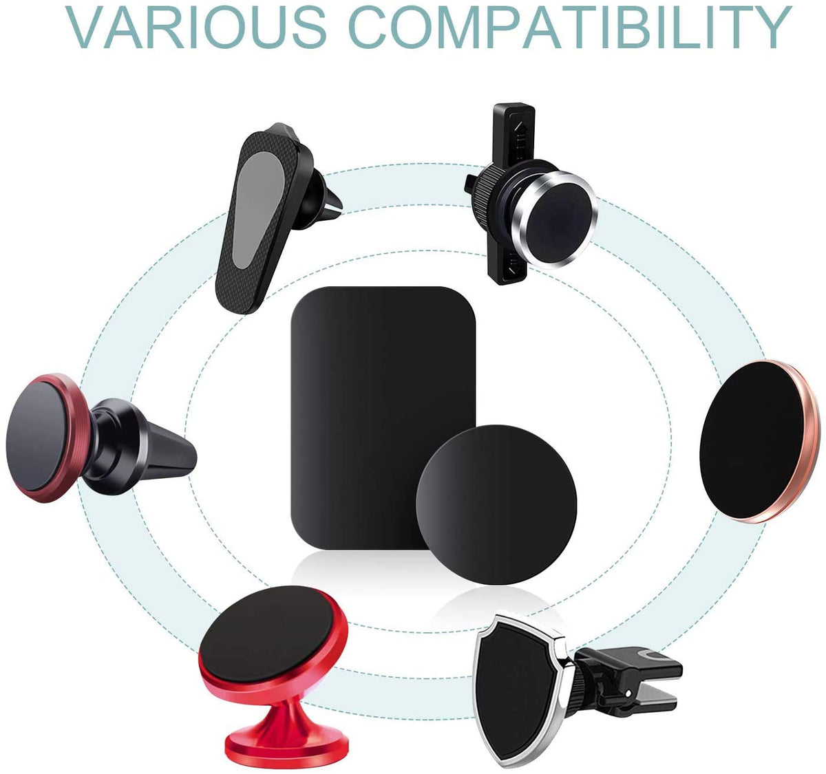 HASTHIP Universal Metal Plate for Magnetic Car Mount featuring Strong Adhesive and Smooth Edges | 8 Pcs Set