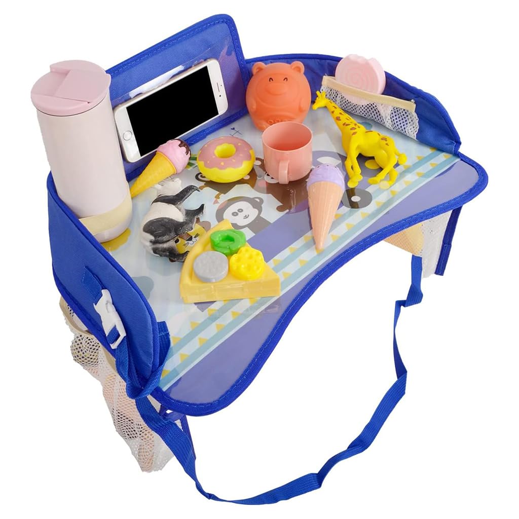 HASTHIP Kids Travel Tray for Car featuring Waterproof Oxford Cloth and Phone Holder | Portable Organizer for Road Trips