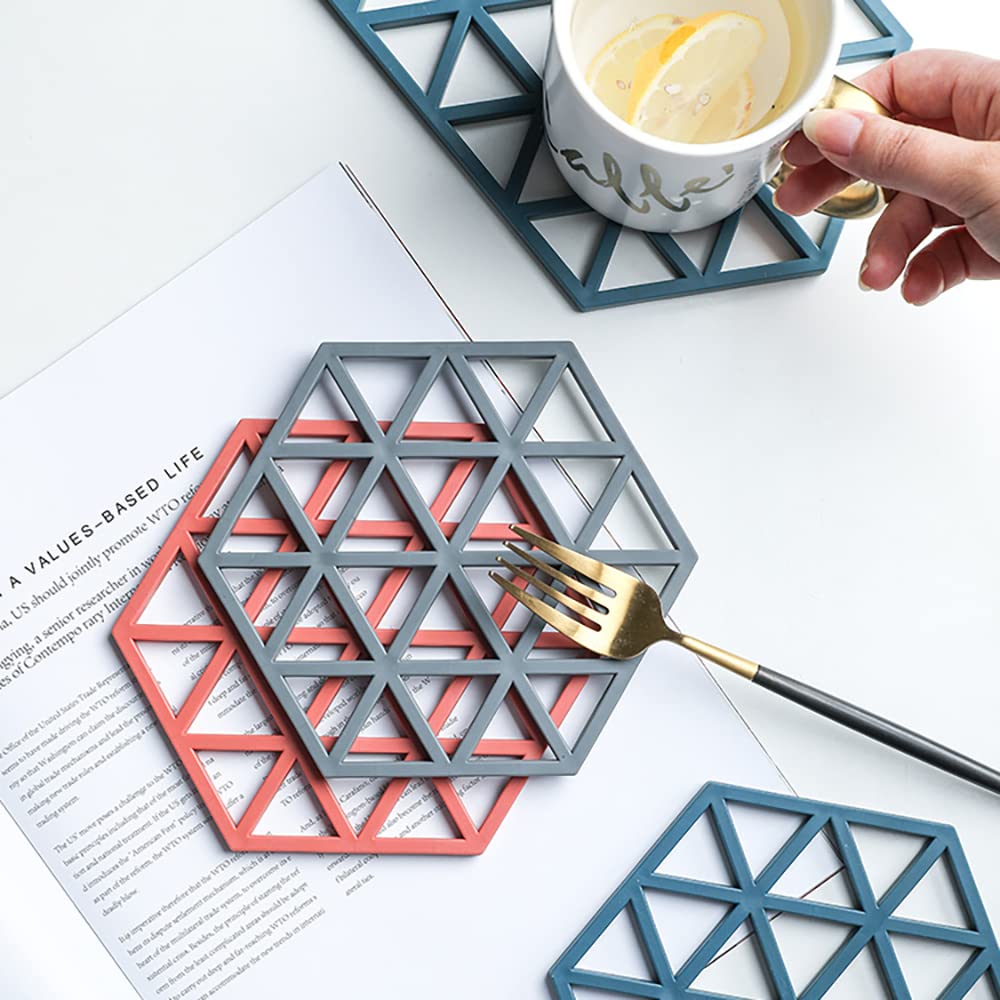 Coasters for Cups Set of 4, Tea Coasters, TPR Creative Coaster Set, Wooden Table Coasters Marble Table Coasters, 5in for Tea Cup, Coffee Cup, Mugs
