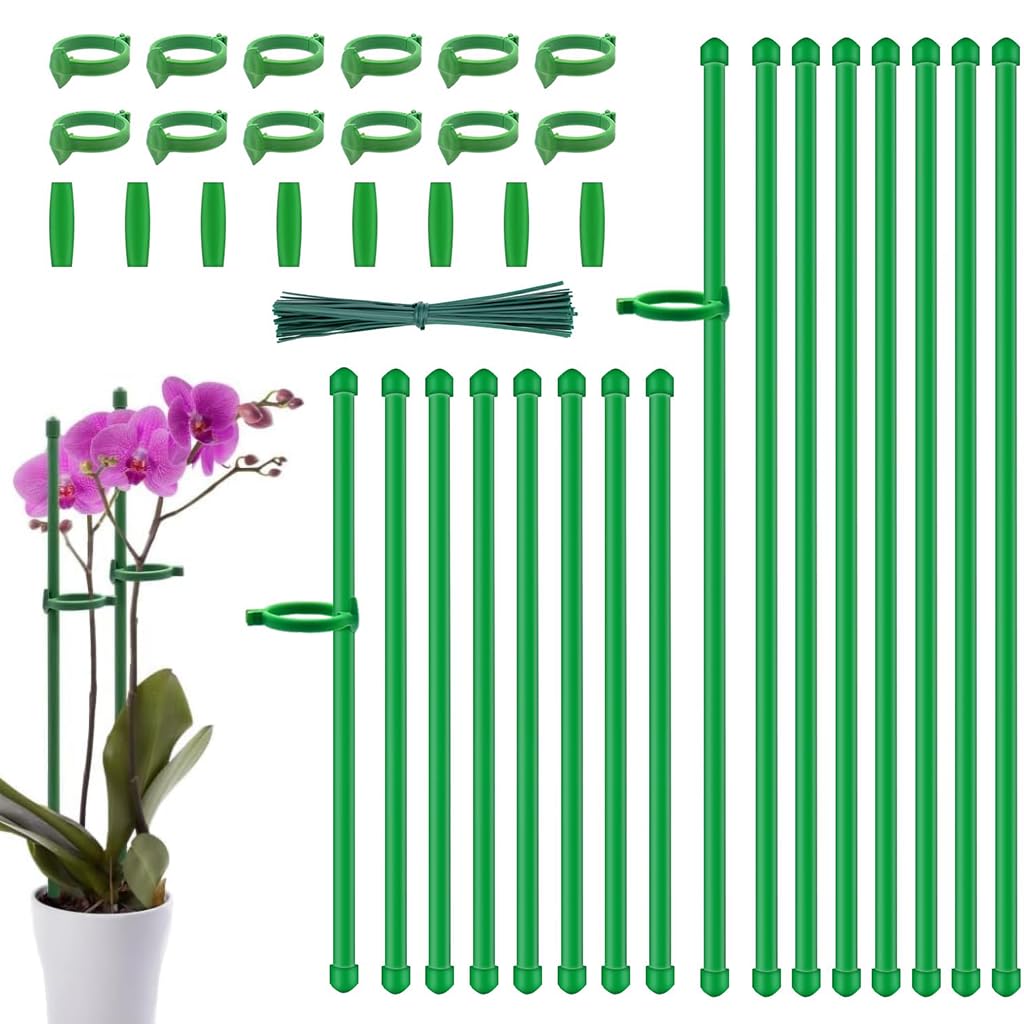 HASTHIP Plant Support Stakes Set for Tomato and Flowers with 60Pcs 45cm Rods | Reusable Glass Fiber Garden Poles