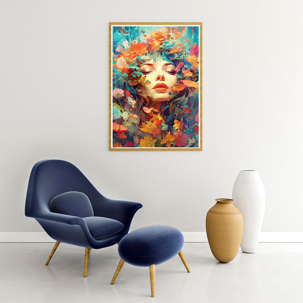 HASTHIP Paint By Numbers Kit for Adults and Kids with 16x20 in Canvas | DIY Oil Painting Featuring Romantic Girl and Flower Design