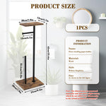 HASTHIP Toilet Paper Roll Holder for Bathroom with Top Storage Shelf 20x24x65cm | Wood and Metal Free Standing Organizer