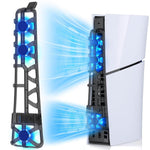 HASTHIP® Ventilador LED para PS5 Slim,Enfriador Silencioso con Memoria,Accesorio con 3 Ventiladores y Puerto USB 3.0 Compatible Consola Digital y de Disco Sistema de Refrigeración