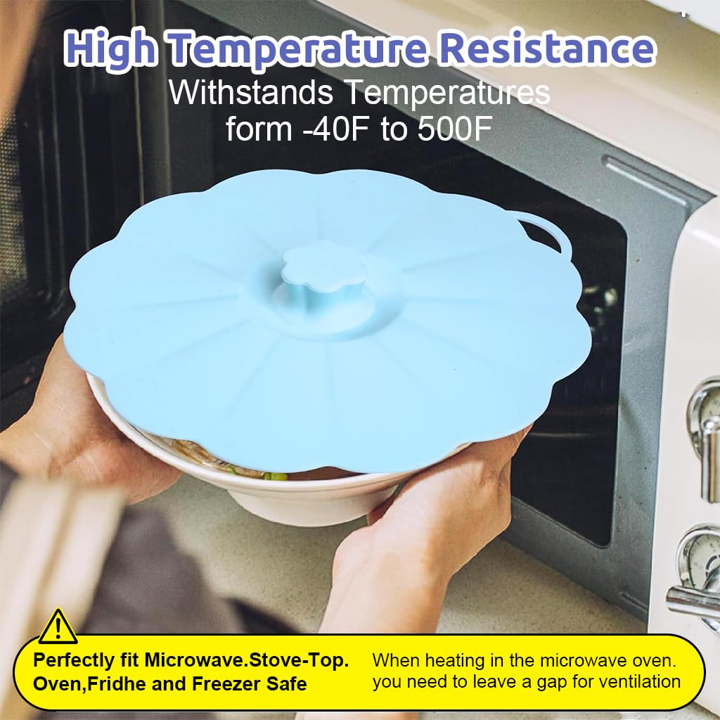 HASTHIP Silicone Lids for Kitchen Containers with 5 Sizes 4–12 in featuring Flower Shape Design