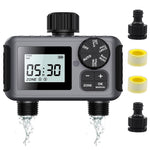 HASTHIP® Smart Garden Watering Timer Programmable Hose Faucet Timer with 2-Outlet LCD Digital Watering Timer IP55 Waterproof Outdoor Watering Timer Universal Watering Timer