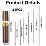 HASTHIP Self Threading Quilting Needle Set for Embroidery and Sewing with 90pcs Metal Needles featuring Wooden Case