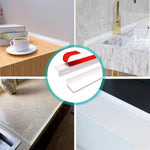 HASTHIP Silicone Water Stopper for Kitchen Slab featuring 39 inch Self Adhesive Barrier | White TPE Strip for Shower and Sink Edge