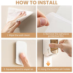 HASTHIP Wall Toothbrush Holder for Bathroom with 2pcs Self Adhesive Quick Dry Design | Removable Silicone Dustproof Storage