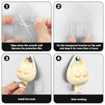 HASTHIP Cartoon Wall Hooks for Entryway and Bathroom with Blinking Eyes Design | 2Pcs No‑Drill Dual Color Hangers