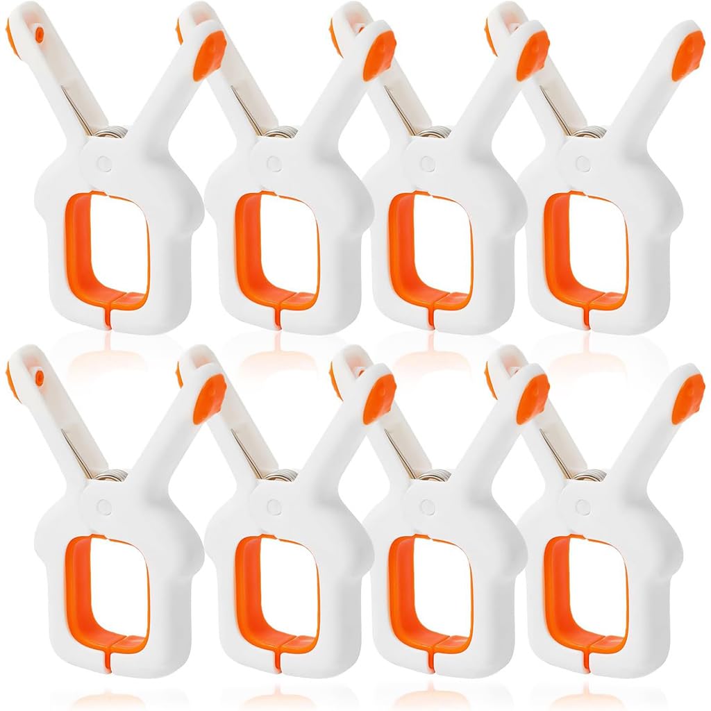 HASTHIP Beach Towel Clips for Sun Loungers with Spring Loaded Grip Set of 8 | Windproof Plastic Pegs