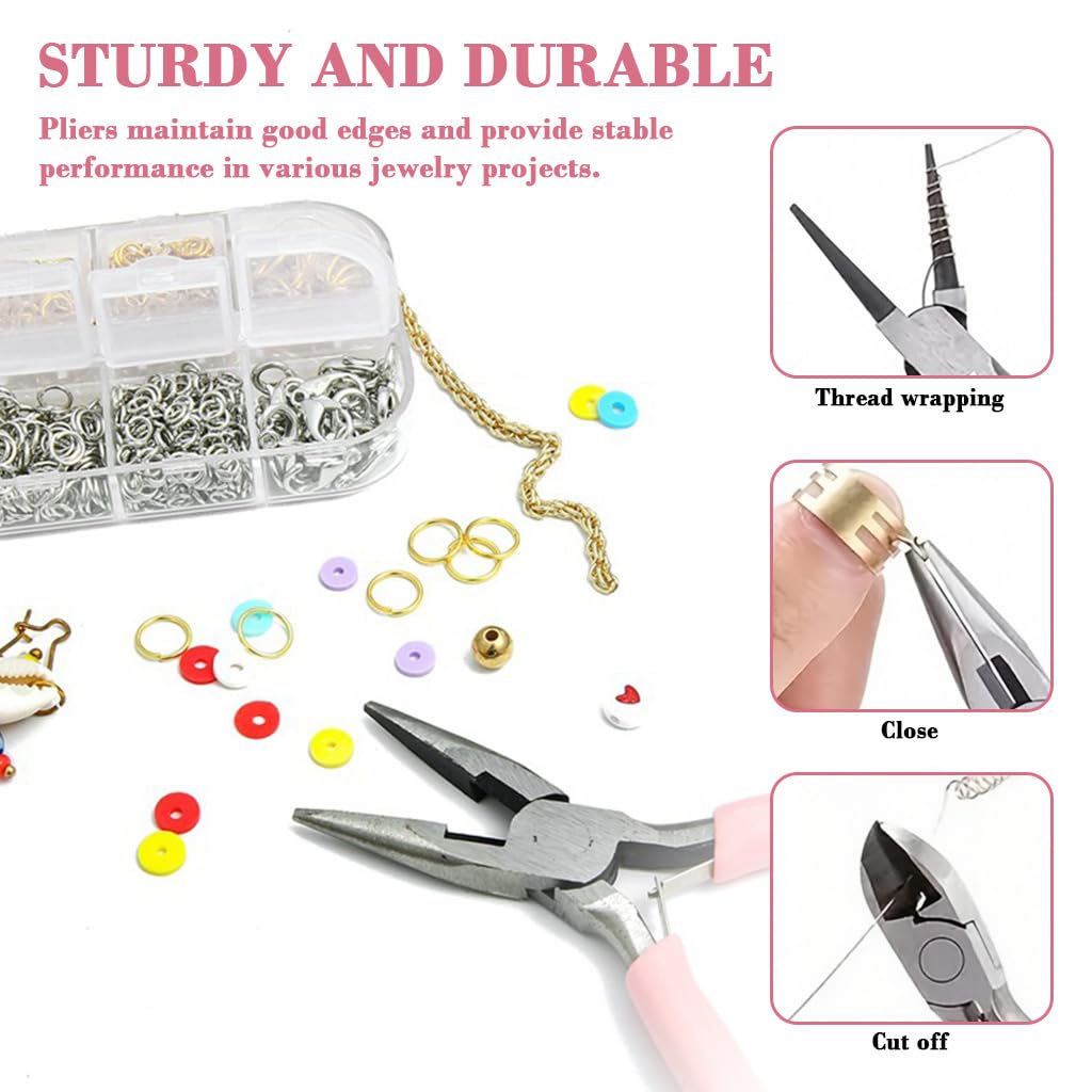HASTHIP Jewelry Making Tool Set for DIY Crafts with Ergonomic Non Serrated Pliers | 8 Pieces