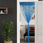 HASTHIP Thread Curtain for Doorway and Window Decor featuring 3.3ft x 6.6ft Blue Flower Strings | Polyester Partition Panel