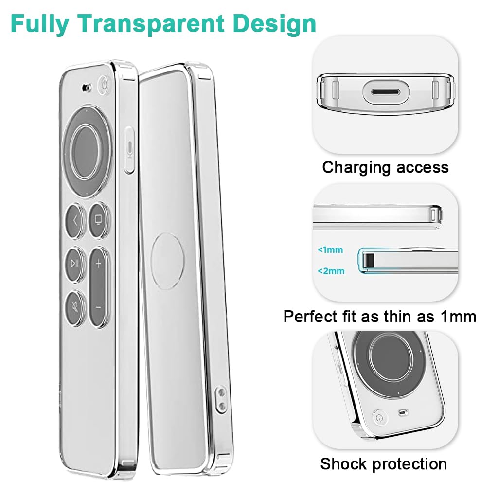 HASTHIP® Funda de Silicona para Mando Apple TV 4K 2ª/3ª Generación, Cubierta Protectora Antigolpes Ligera con Agarre Antideslizante y Correa para Siri Remote