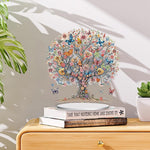 HASTHIP® 5D DIY Diamond Painting Kit Desk Decor with Base Colorful Life Tree Color Acrylic 5D DIY Diamond Art Painting Tabletop Ornaments Beginners 5D DIY Diamond Painting Kit Home Gift