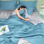 HASTHIP Cooling Duvet Quilt for Double Bed with 200x230cm Reversible Design | Ice-Silk Microfiber Grey and Blue