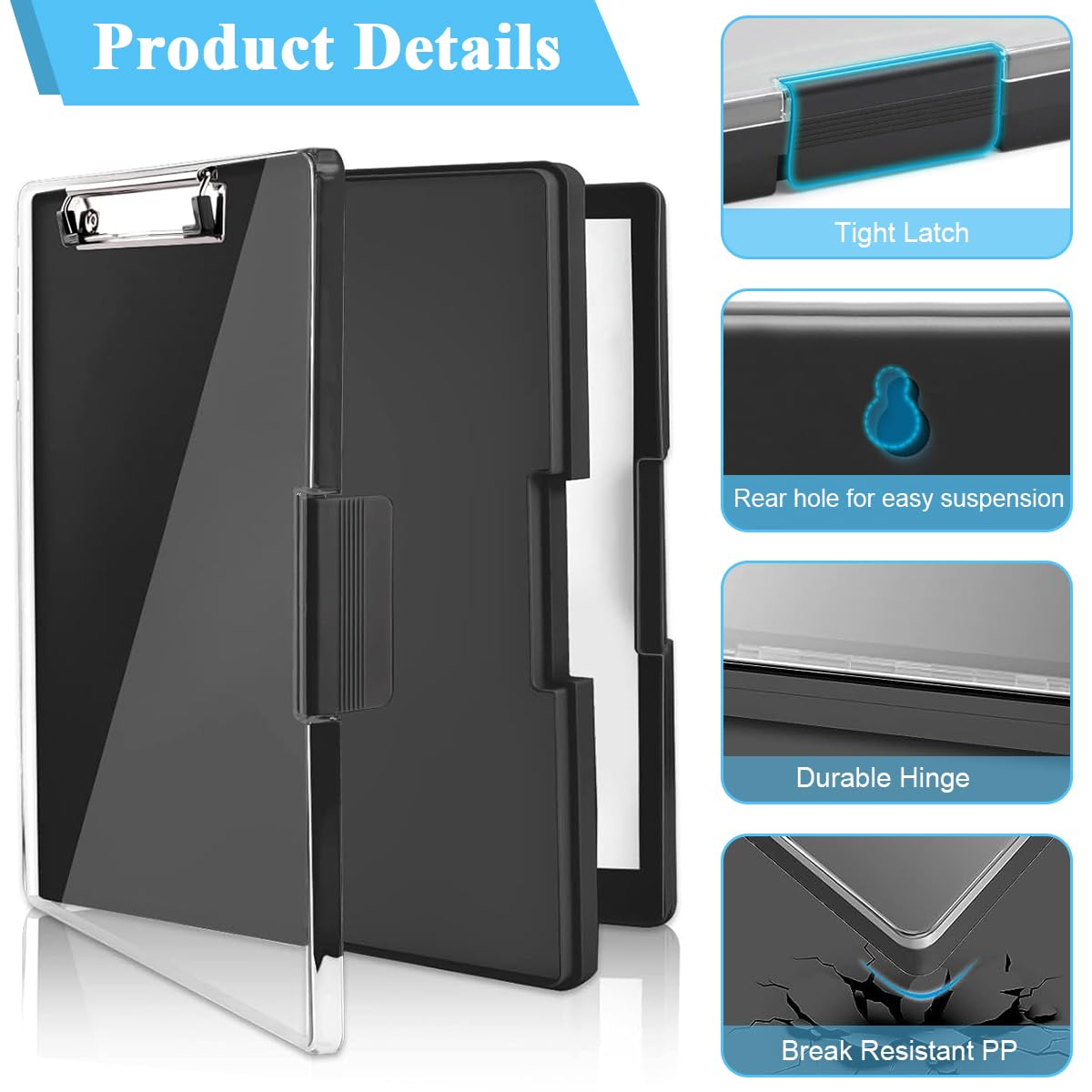 HASTHIP Large A4 Clipboard Folder for Teachers and Coaches with Dual Layer Storage | 24x34x3.7 cm PP Box