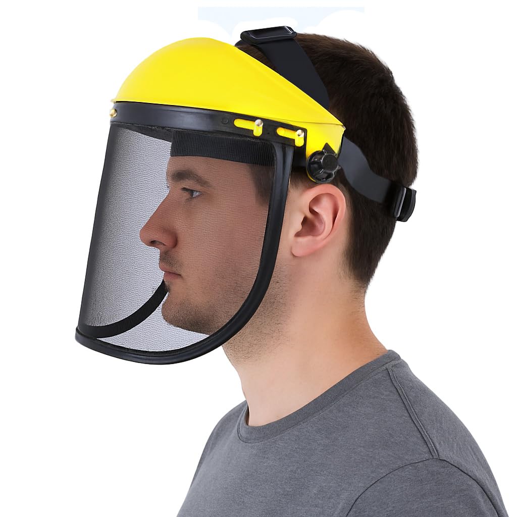 HASTHIP Safety Face Shield for Lawn Mowing with Fine Mesh Screen and Adjustable Headgear