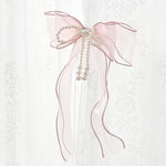 HASTHIP Curtain Tiebacks for Bedrooms with Pink Bows Pearls and Lace | 2 Pcs 31.5 in Set