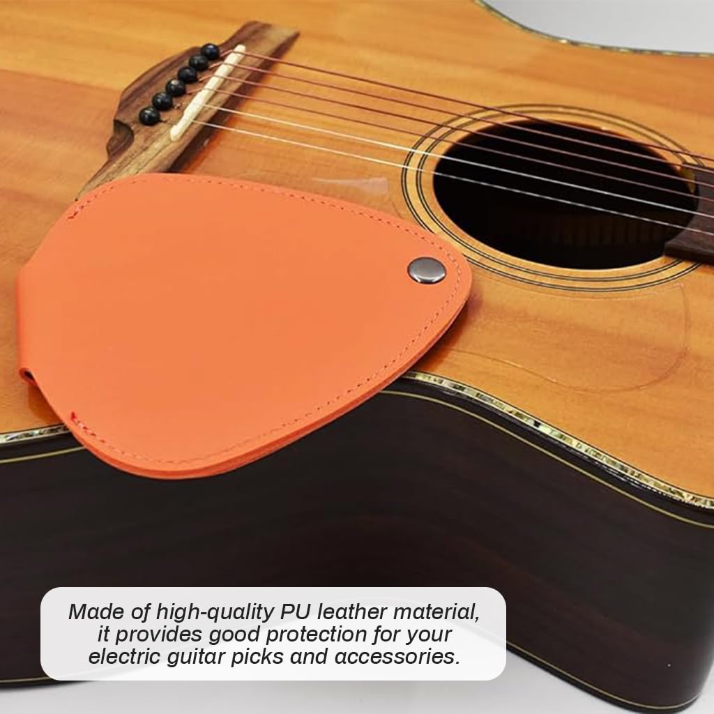 HASTHIP Guitar Pick Holder Case for 32 Picks with Capo Slot in PU Leather | Compact Storage