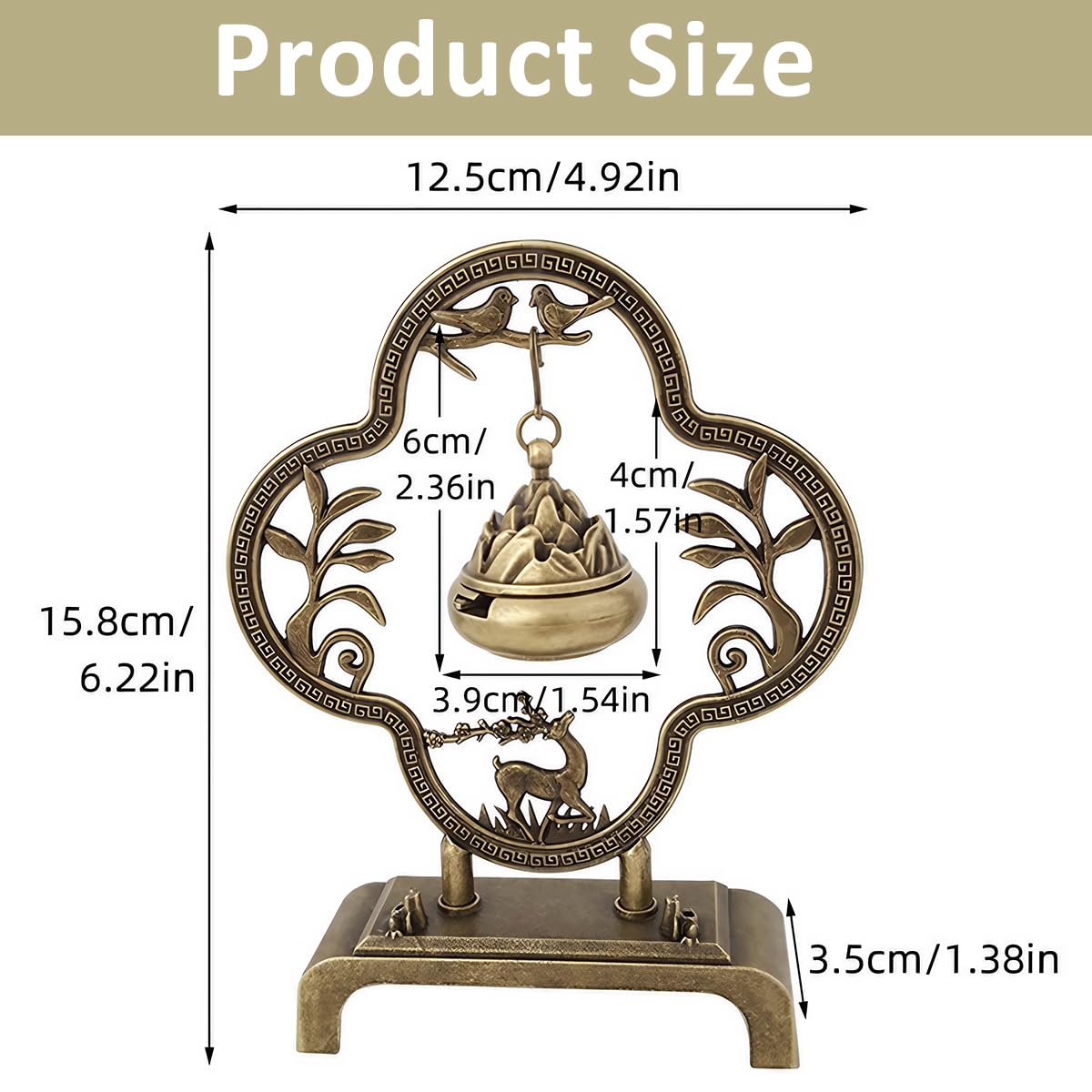 HASTHIP Incense Burner for Yoga and Meditation with Hanging Cone Holder and Alloy Design | Vintage Carved Zen Home Decor