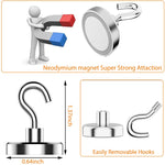 HASTHIP® 22Pcs Neodymium Magnet Hooks, N38 Magnetic Hooks for Fridge, Ceiling, Kitchen, Wall, Rust-Free Heavy Duty 16mm Steel Base for Holding Towels, Cups, Tools, Indoor Outdoor Versatile Use