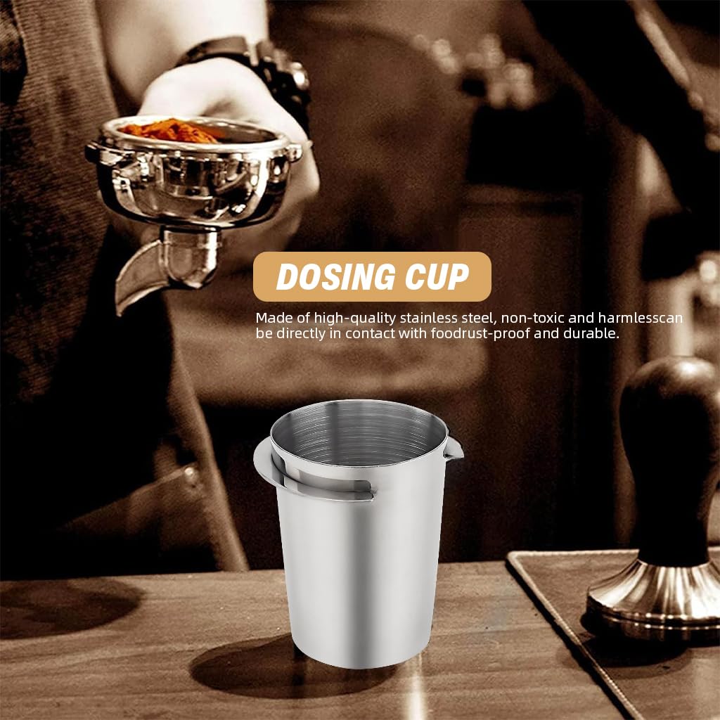 HASTHIP® 51mm Coffee Dosing Cup Stainless Steel Portafilter Cup No Spill Wide Mouth Coffee Powder Compatible with Espresso Machine Precision Barista Tool 120ml Capacity