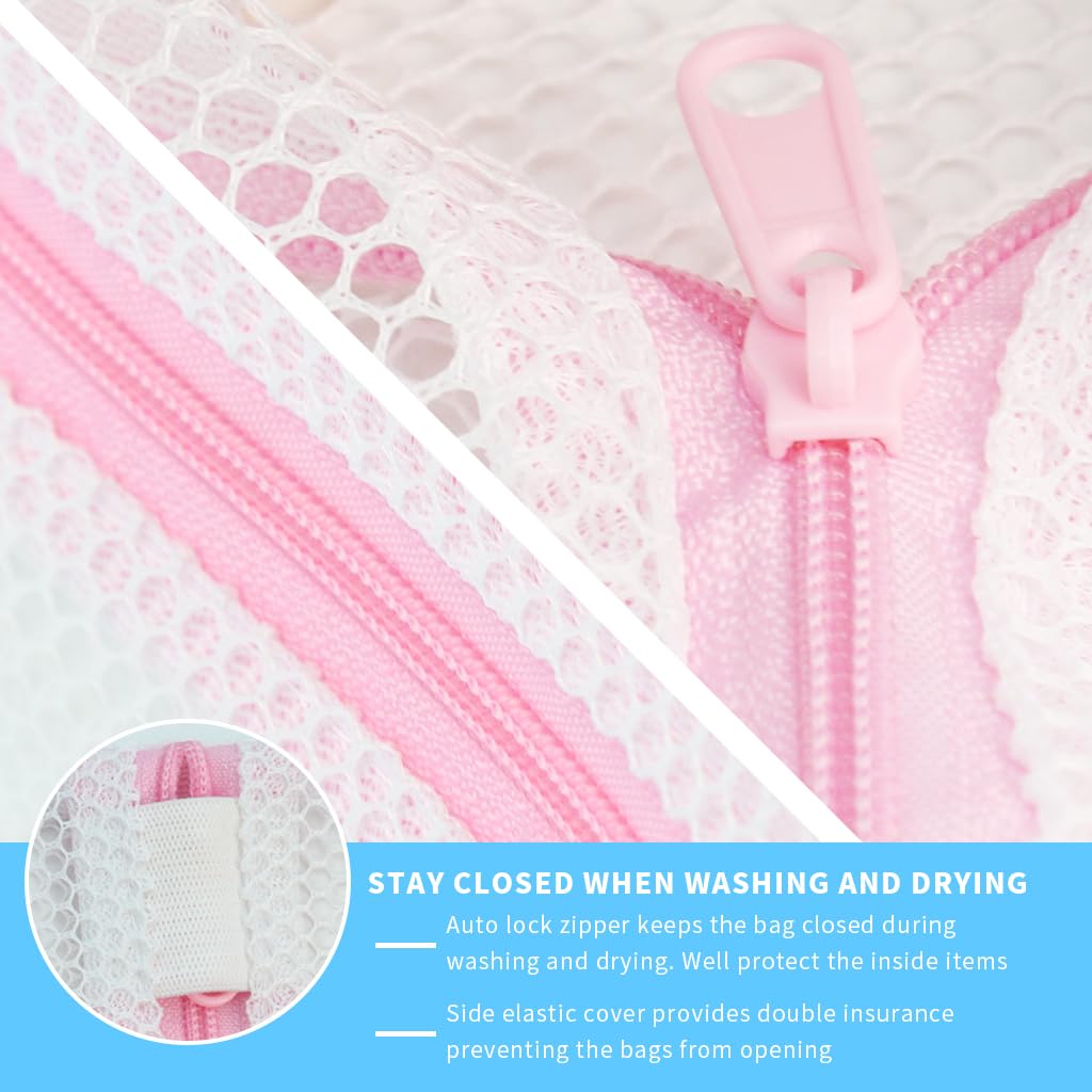 HASTHIP Mesh Laundry Bags for Washing Machine with Zipper Closure 5pcs 23x30–60x60cm