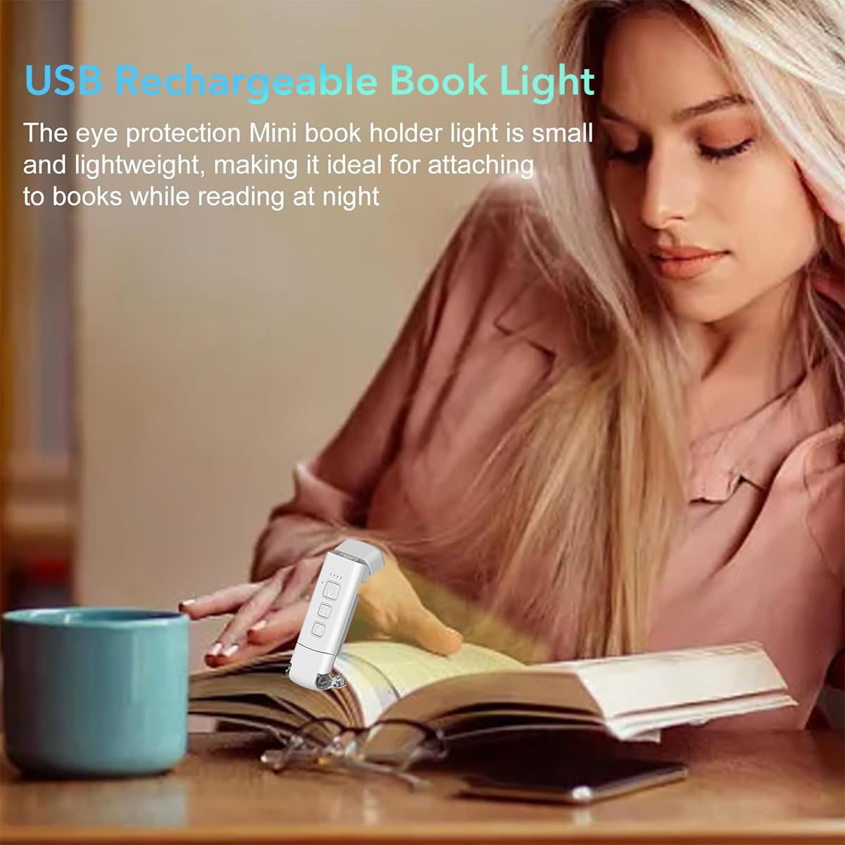 HASTHIP® Book Reading Light with Timer, Clip-On Led Bookmark Lamp with 3 Colors & 5 Brightness Dimmable, Mini Night Reading Lamp for Nighttime R