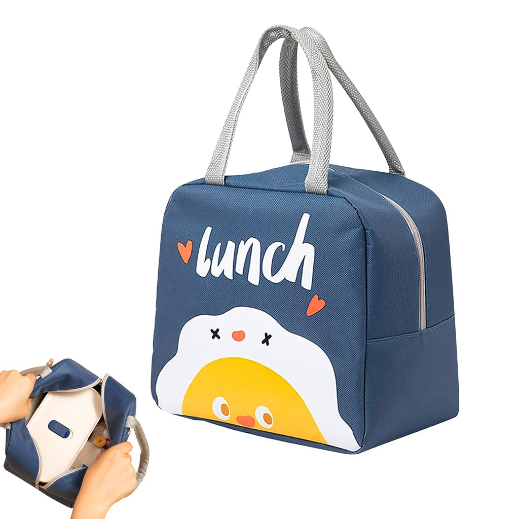 HASTHIP® Zibuyu Bolsa De Almuerzo para Adolescentes Bolsa Térmica Reutilizable, Oxford, 23x16x22cm, Resistente, Gran Capacidad, Impermeable, Azul, Oficina, Viaje, Exterior, Picnic, Escuela