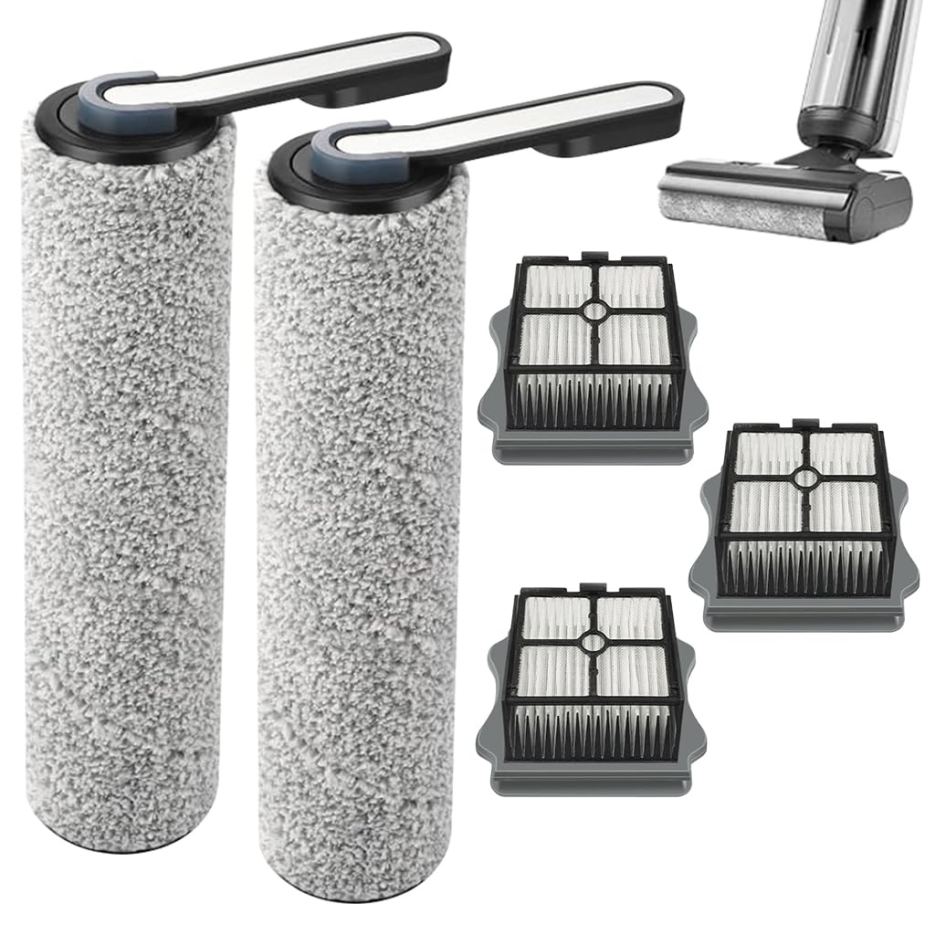 HASTHIP Replacement Brush Roll Set for Tineco S5 S5 Pro with 2 Rolls and 3 HEPA Filters | Soft Microfiber Wet Dry Use