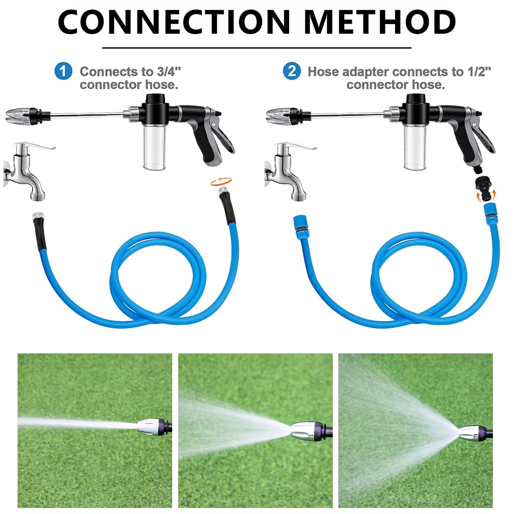 HASTHIP® Pressure Water Gun for Car Washing, 3 Spray ModesHigh-Pressure Fan Spray Gun with Built-in Foam Bottle, Adjustable Nozzle Foam Sprayer for Vehicle Cleaning, Garden Watering