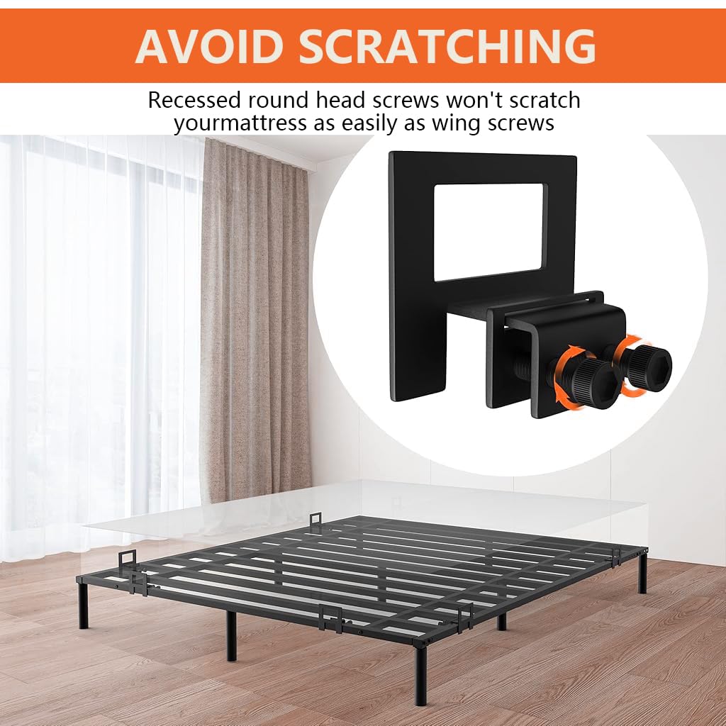 HASTHIP Mattress Stoppers for Bed Frame with Adjustable Screw Fixed Holders | 6Pcs Metal Non Slip Panels