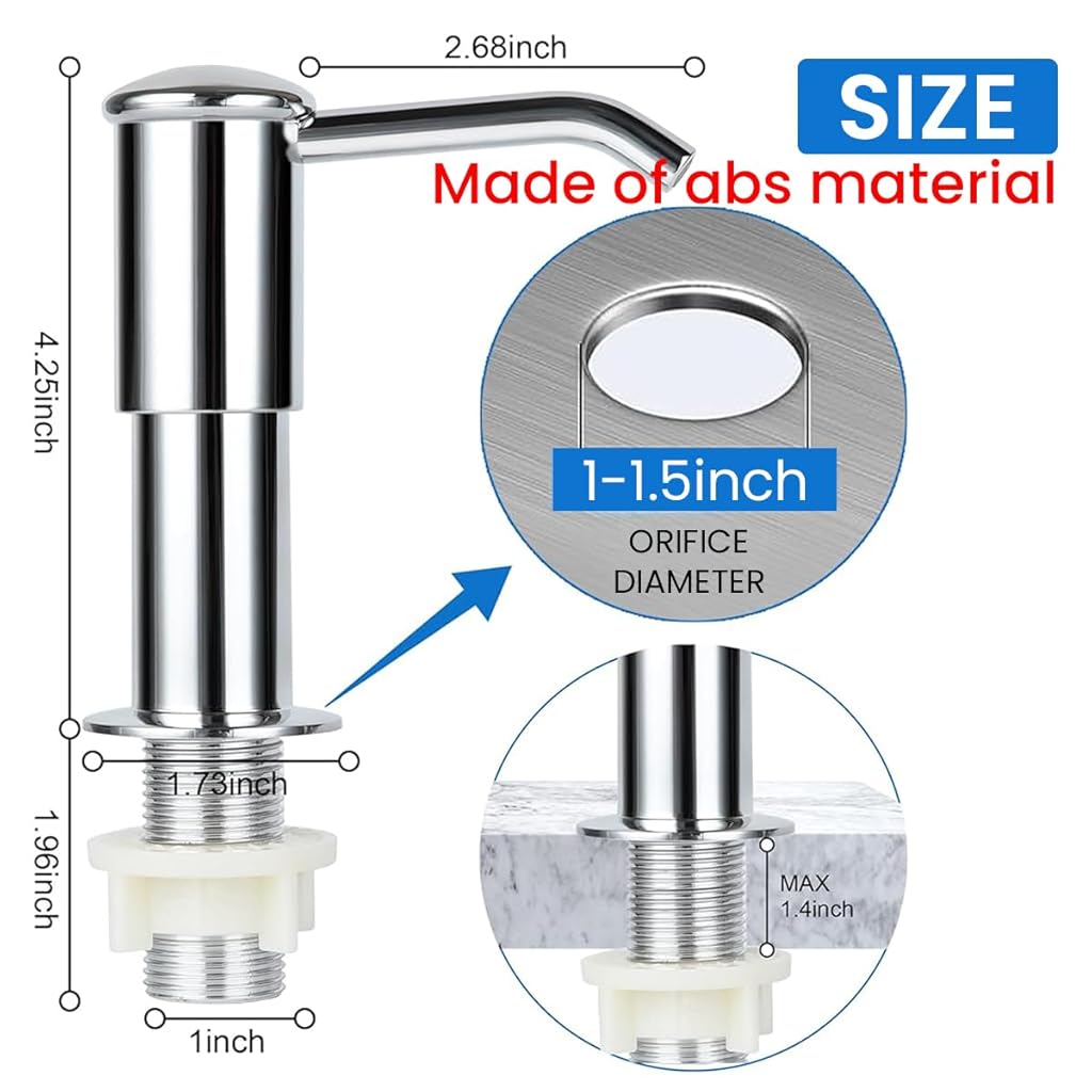 HASTHIP® Modern ABS Soap Dispenser with Extended 3.3ft Tube, Smooth Pump Action, Rust-Resistant Finish, Easy Install, Stylish Sink Accessory for Kitchen