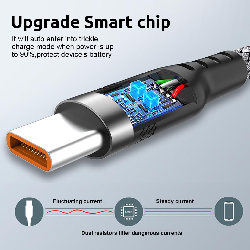 Type C Charging Cable 62W 3.1A Fast Charging Cable 10Ft Long Type C Charging Cable Data Cable Support