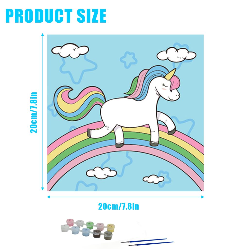 HASTHIP Paint by Numbers Kit for Wall Art with Frame and Brushes 8x8 in | Unicorn Design