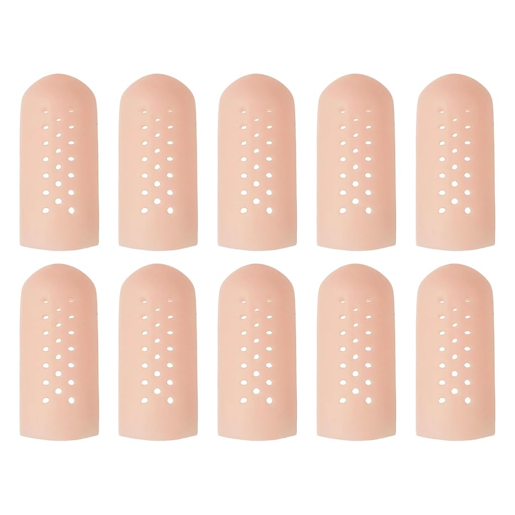 HASTHIP® BrandName 10 PCS Gel Finger Cots,Silicone Finger Covers,Reusable Fingertip Protectors Breathable Sleeves for Cracking Trigger Eczema Arthritis Relief Support Medium Size